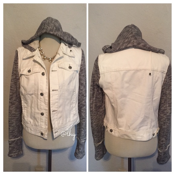 FREE PEOPLE MIXED MEDIA WHITE DENIM JACKET - Picture 2 of 4