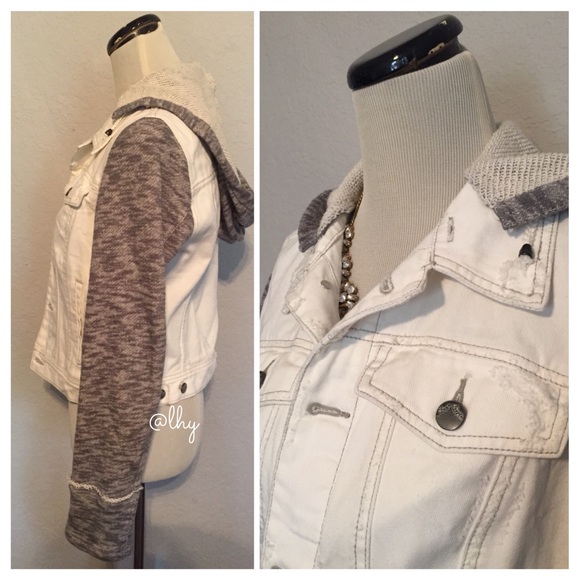 FREE PEOPLE MIXED MEDIA WHITE DENIM JACKET - Picture 3 of 4