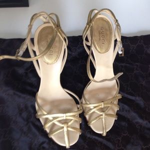 Gucci gold leather sandals