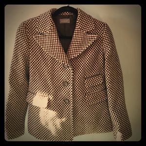 Houndstooth single breasted pea coat
