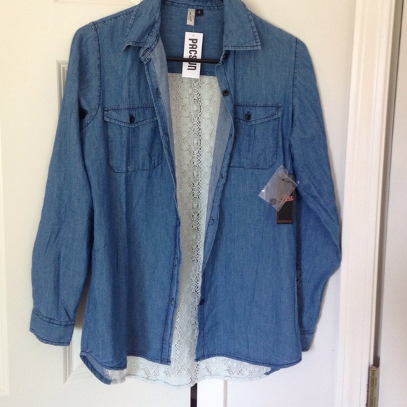 Denim and lace shirt