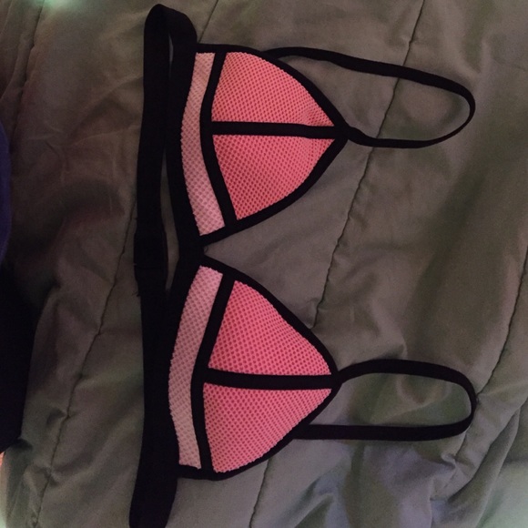 Pink and White Mesh Triangl Swimsuit