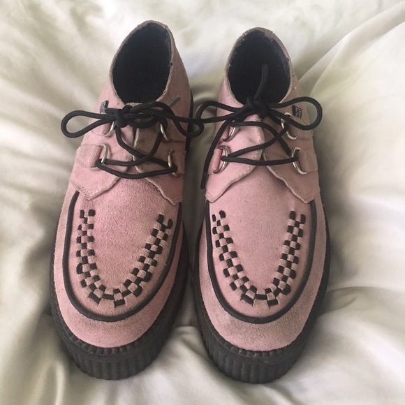 Pink suede creepers