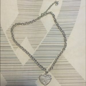 Guess silver rhinestone heart necklace
