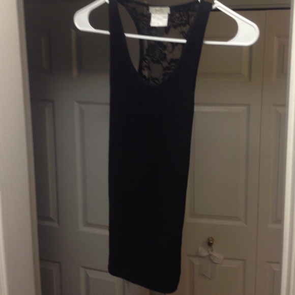 Black stretchy tank top with lace back