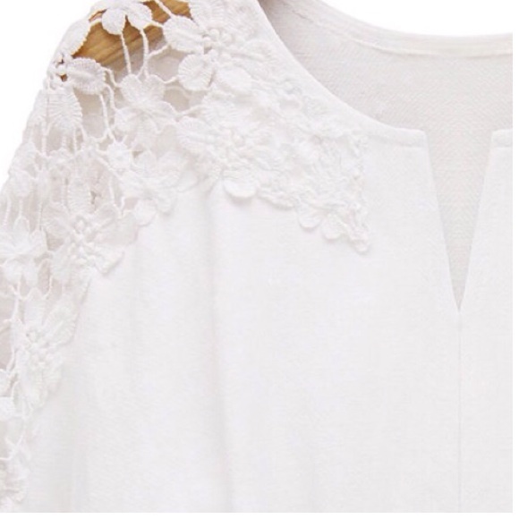 cotton white tunic/ mini dress-floral eyelet lace - Picture 2 of 3