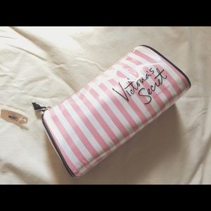 VS Pink & White Striped Makeup Bag