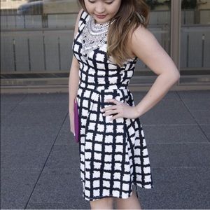 Black and white check windowpane dress