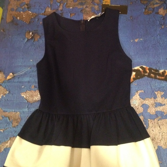 Navy Blue Solid Ponte Dress - Picture 2 of 4