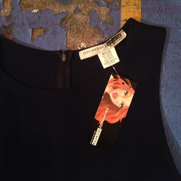 Navy Blue Solid Ponte Dress - Picture 3 of 4