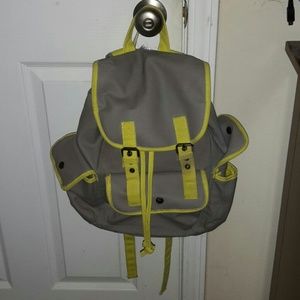 Gray and neon yellow bag