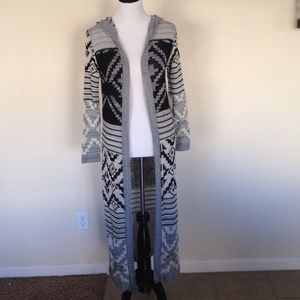 Tribal hooded cardigan