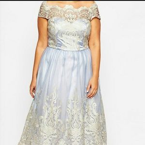 Chi Chi Metallic cap sleeve lace dress (Elsa)