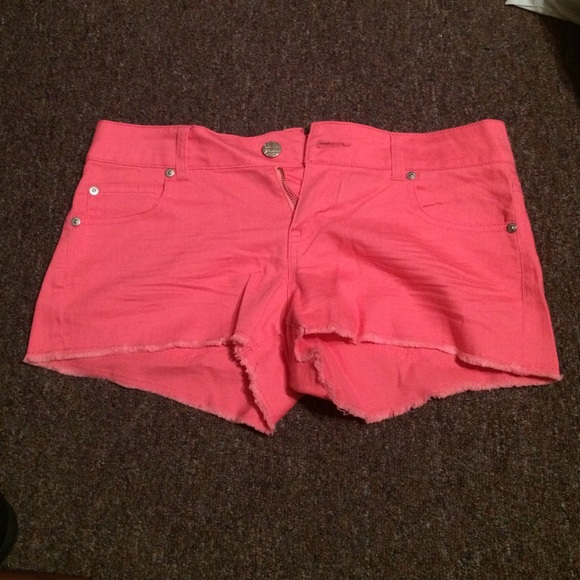 Pink denim shorts