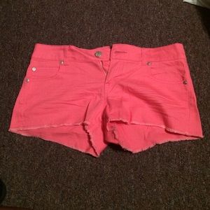 Pink denim shorts