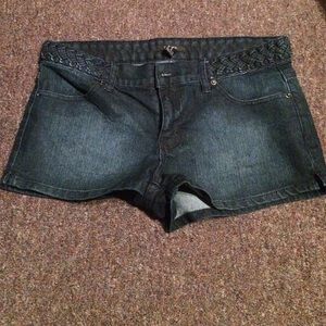Washed denim shorts