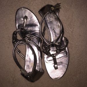 Metallic Pewter Dolce Vita Flat Sandal size 11