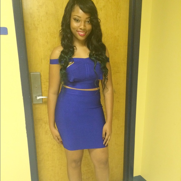 Cobalt blue two piece skirt set