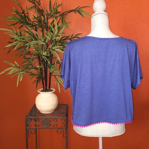 Mossimo Blue and Pink Boho Crop Top Large NEW - Picture 2 of 3