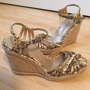 Snakeskin Jute Platform Espadrille Wedges