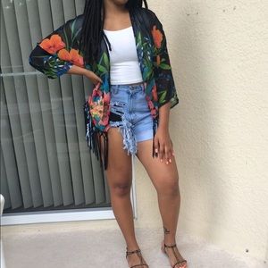 Tropical print Kimono