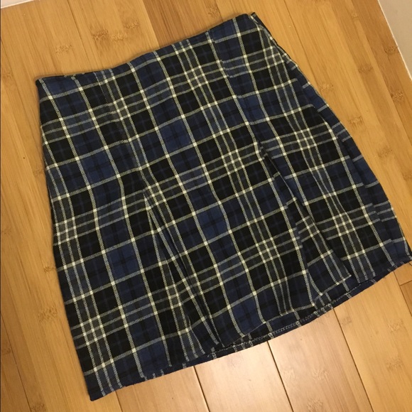 Blue plaid skirt