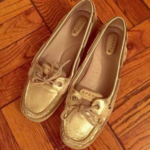 GENUINE Sperry topsider gold boat shoes
