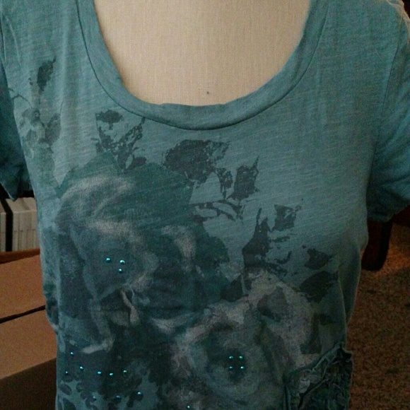 Embellished floral tee; never worn