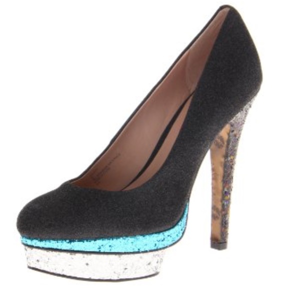 Betsey Johnson Blue and Black Platform Pump Heels