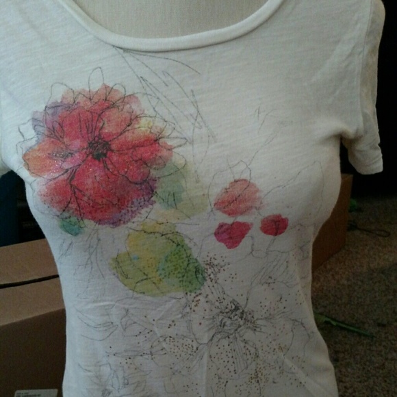 Embellished floral tee; never worn