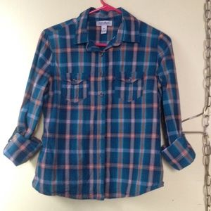 Plaid button-up shirt