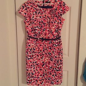 NWT Pink abstract belted sheath dress size 14