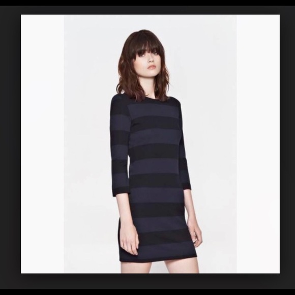 French connection black/navy bodycon dress NWT