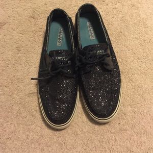 Sparkly Black Sperry