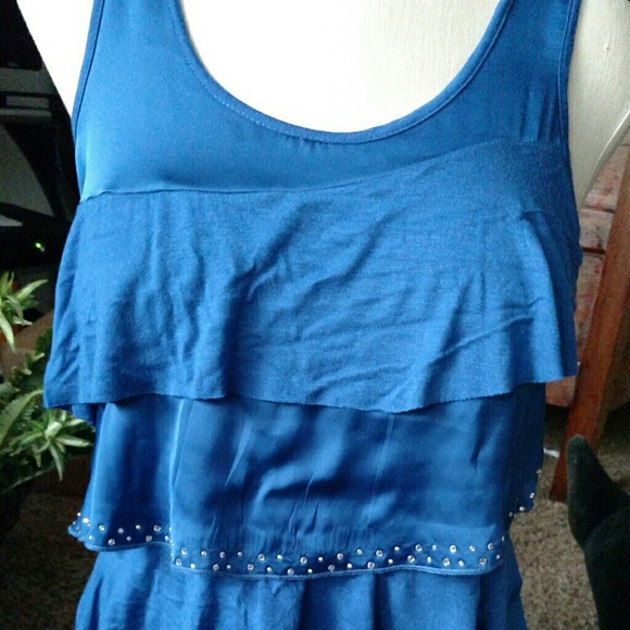 Embellished ruffle dress top; never worn