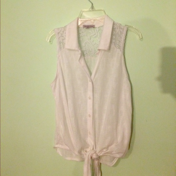 Lace, Transparent, collar Tank-top (tie at bottom) - Picture 1 of 4