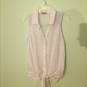 Lace, Transparent, collar Tank-top (tie at bottom)