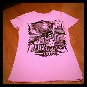 Hot pink fox top with black logo