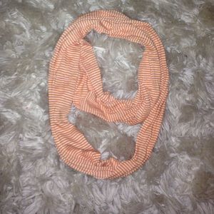 Orange and white infinity scarf