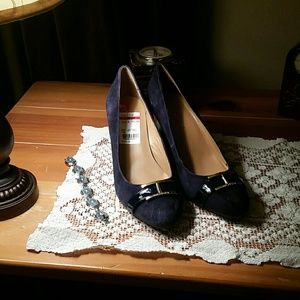 New Tommy Hilfiger blue suede wedge