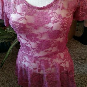 Lace peplum top; never worn
