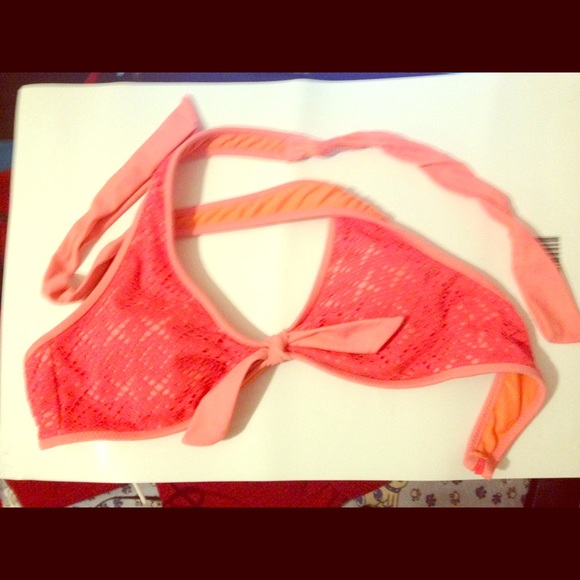 Hot coral bikini top