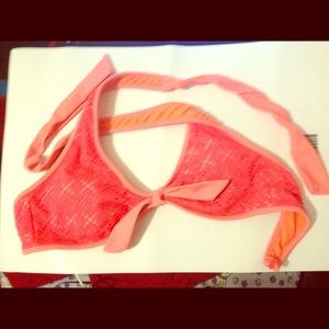 Hot coral bikini top