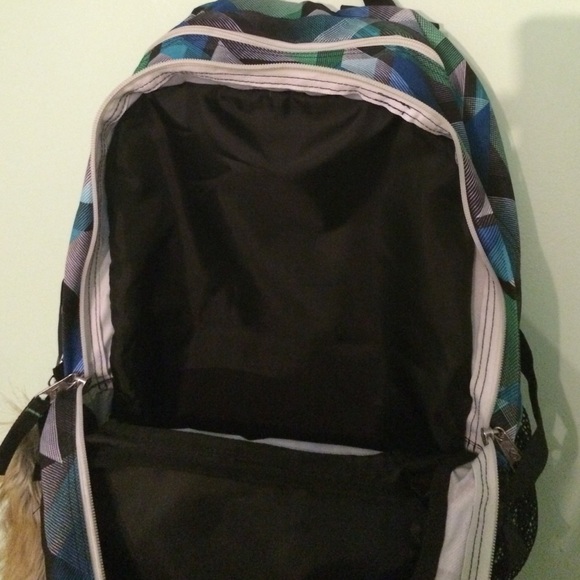 Green, blue and white Jansport book bag - Picture 4 of 4