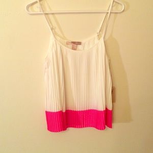Pleated white hot pink top