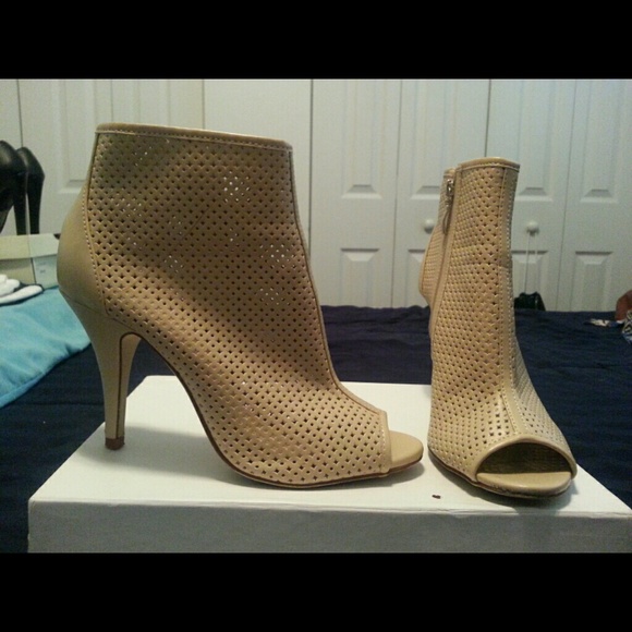 Camel Colored Peep Toe Booties