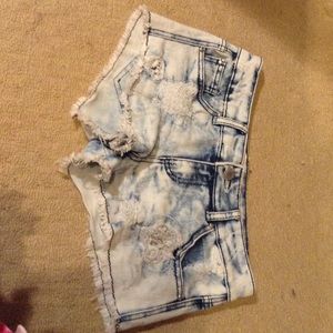 Acid wash shorts