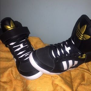 Black and white Adidas sneaker wedges