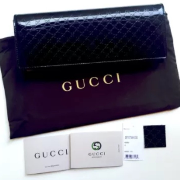 NWT Authentic Gucci Black Patent Leather Clutch - Picture 1 of 3
