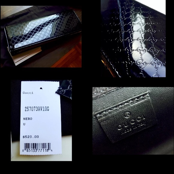 NWT Authentic Gucci Black Patent Leather Clutch - Picture 3 of 3